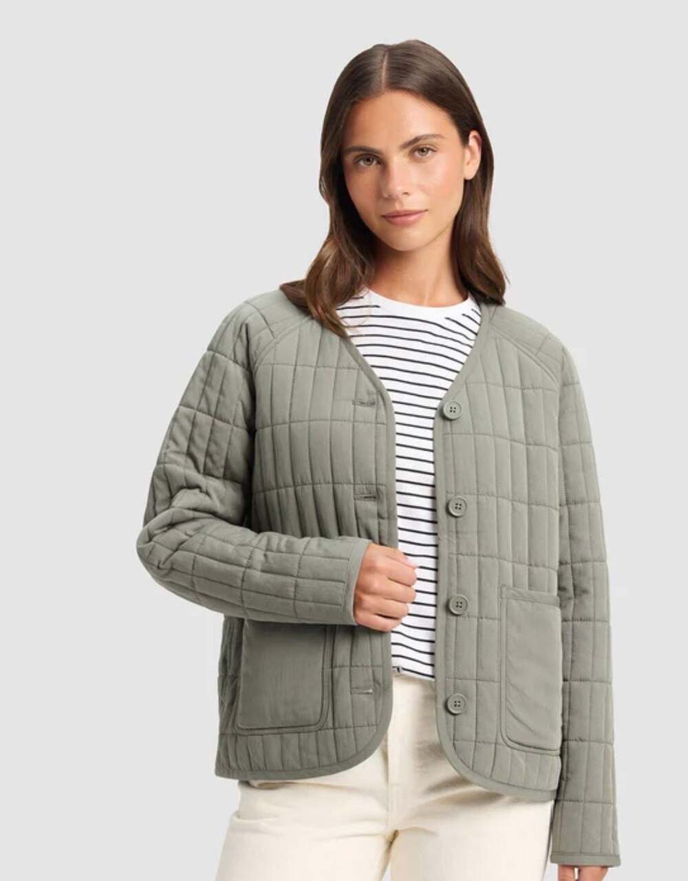 Cozy Earth Women's Andie Quilted Jacket Cypress Size M